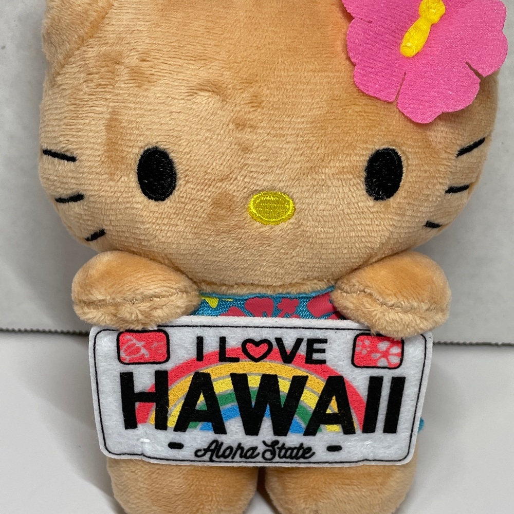 Hello Kitty HAWAII 6” Girl Plush Doll Aloha State License Plate,Sanrio NWT